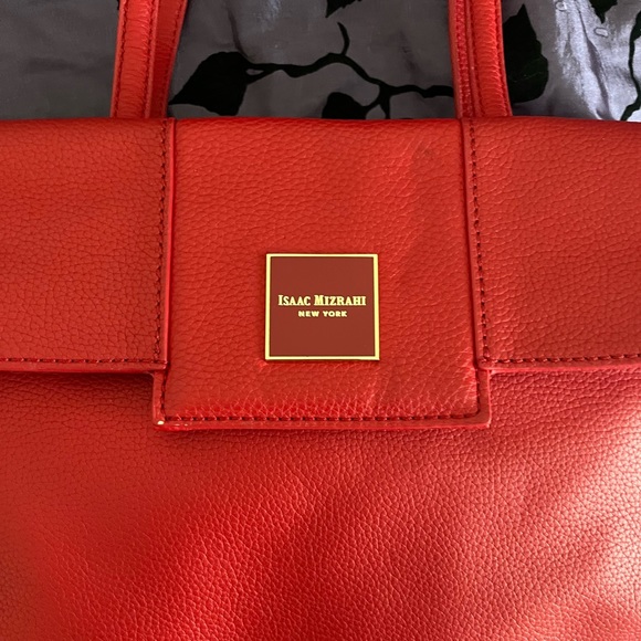 Isaac Mizrahi Red Bag with gold accents - Picture 1 of 16